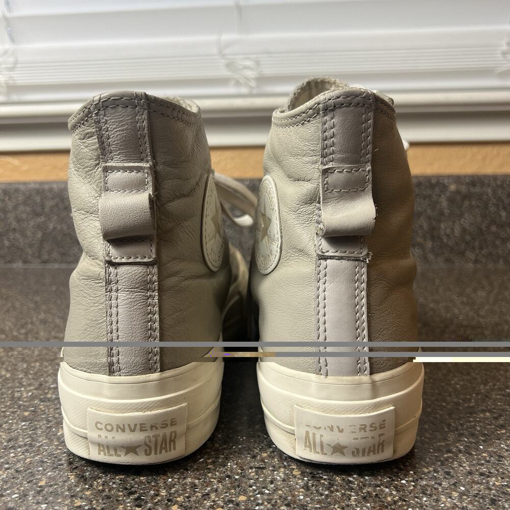 Converse All Star Platform Hi Top Womens Sz 8 Mocha Leather Sneaker Lace Up Shoe - Picture 7 of 9
